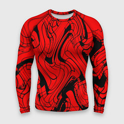 Рашгард мужской Чёрно-красный абстрактный линии, цвет: 3D-принт