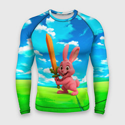 Рашгард мужской Розовый заяц с мечом из морковки, цвет: 3D-принт
