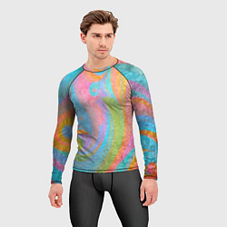 Рашгард мужской Абстракция - multicolored curves, цвет: 3D-принт — фото 2