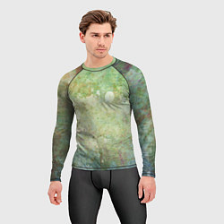 Рашгард мужской Абстракция - faded spots on a green background, цвет: 3D-принт — фото 2