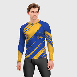 Рашгард мужской Голден Стэйт Уорриорз - желто синие, цвет: 3D-принт — фото 2