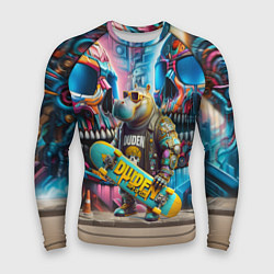 Рашгард мужской Hippo with longboard - graffiti, цвет: 3D-принт