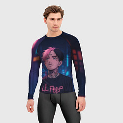 Рашгард мужской LiL Peep - Неоновый аниме арт, цвет: 3D-принт — фото 2