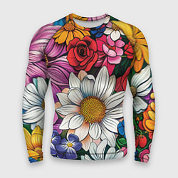 Рашгард мужской Крупные цветы, цвет: 3D-принт
