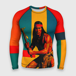 Рашгард мужской Индеец поп-арт, цвет: 3D-принт