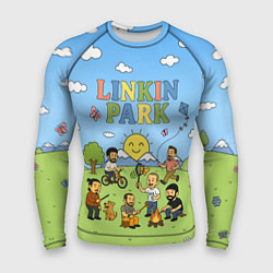 Мужской рашгард Linkin Park мультяшный стиль на поляне