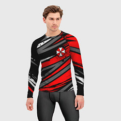 Рашгард мужской Umbrella - red lines, цвет: 3D-принт — фото 2