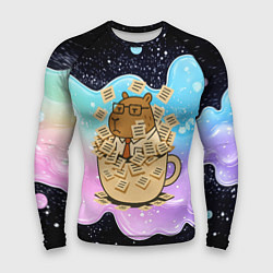 Рашгард мужской Менеджер капибара в кружке в стикерах, цвет: 3D-принт