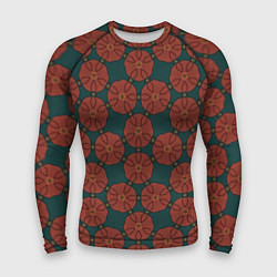 Мужской рашгард Красные цветы на сине-зеленом