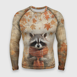 Рашгард мужской Осенней енот в шарфе, цвет: 3D-принт