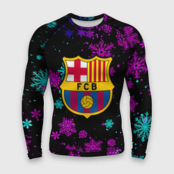 Рашгард мужской Барселона неоновые снежинки, цвет: 3D-принт