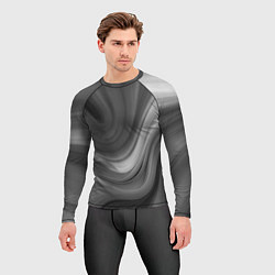 Рашгард мужской Серые волны абстракция однотонная, цвет: 3D-принт — фото 2