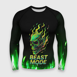 Рашгард мужской Режим зверя огненный череп, цвет: 3D-принт