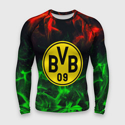 Рашгард мужской Borussia красно зеленый огонь, цвет: 3D-принт
