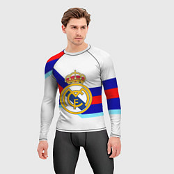 Рашгард мужской Real Madrid текстура полосы, цвет: 3D-принт — фото 2
