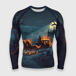 Мужской рашгард Призраки в горящей конной повозке