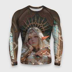 Рашгард мужской Беловолосая королева эльфов на троне, цвет: 3D-принт