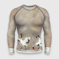 Рашгард мужской Журавли на снегу, цвет: 3D-принт