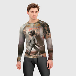 Рашгард мужской Пришелец в костюме в полосочку, цвет: 3D-принт — фото 2