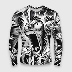 Рашгард мужской Орущие рожицы и чёрные молнии - нейроарт, цвет: 3D-принт