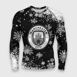 Рашгард мужской Манчестер сити снежинки новый год, цвет: 3D-принт