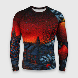 Мужской рашгард Новый год в ночном городе