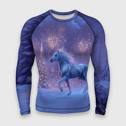 Рашгард мужской Лошадь и новогодний салют, цвет: 3D-принт