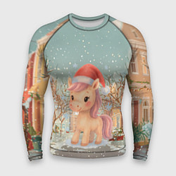 Мужской рашгард Маленькая новогодняя милая лошадка