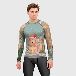 Рашгард мужской Маленькая новогодняя милая лошадка, цвет: 3D-принт — фото 2