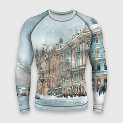 Мужской рашгард Снежный день в Санкт-Петербурге