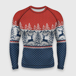 Мужской рашгард Вязаный узор с оленями