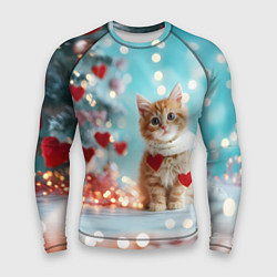 Рашгард мужской Милый рыжий котенок - Новый год, цвет: 3D-принт