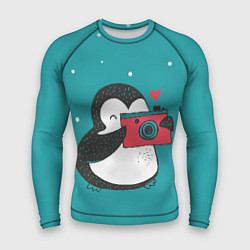 Рашгард мужской Пингвин с фотоаппаратом, цвет: 3D-принт