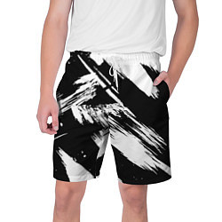 Шорты на шнурке мужские Чёрно-белый, цвет: 3D-принт