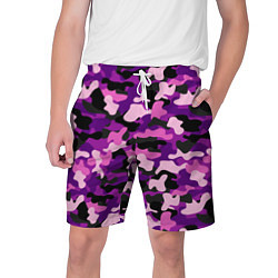 Шорты на шнурке мужские Камуфляж: фиолетовый/розовый, цвет: 3D-принт