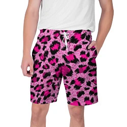 Шорты на шнурке мужские Розовый леопард, цвет: 3D-принт