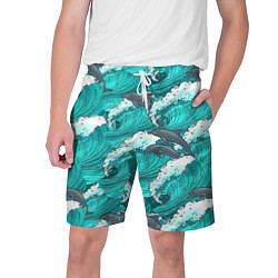 Шорты на шнурке мужские Лазурные дельфины, цвет: 3D-принт