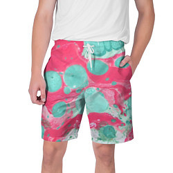Шорты на шнурке мужские Watercolor: Pink & Turquoise, цвет: 3D-принт