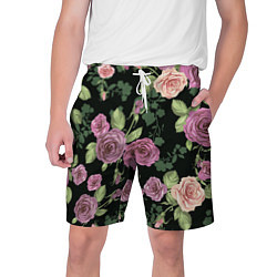 Шорты на шнурке мужские Кусты роз, цвет: 3D-принт