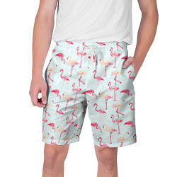 Шорты на шнурке мужские Фламинго, цвет: 3D-принт