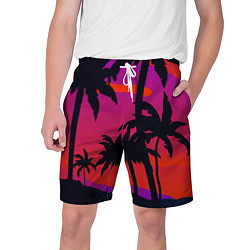 Шорты на шнурке мужские Тропический пляж, цвет: 3D-принт