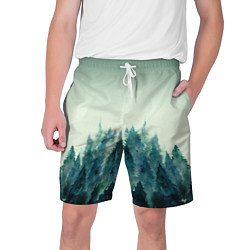 Шорты на шнурке мужские Акварельный лес градиент, цвет: 3D-принт