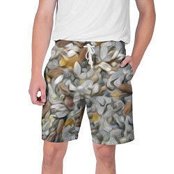 Шорты на шнурке мужские Желто-серый каменный узор, цвет: 3D-принт