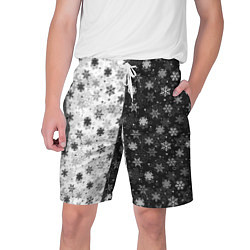 Шорты на шнурке мужские Чёрно-Белые Снежинки, цвет: 3D-принт