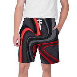 Шорты на шнурке мужские Черные и красные линии, цвет: 3D-принт