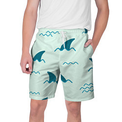 Шорты на шнурке мужские Плавники акул, цвет: 3D-принт