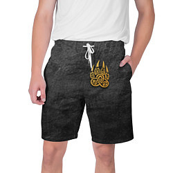 Шорты на шнурке мужские Волчий отпечаток золотом Символ Велеса, цвет: 3D-принт