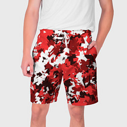 Шорты на шнурке мужские Красно-белый камуфляж, цвет: 3D-принт