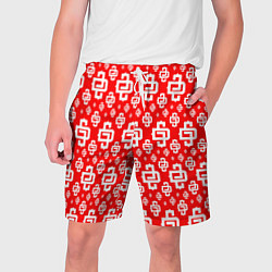 Шорты на шнурке мужские Red Pattern Dope Camo Dope Street Market Спина, цвет: 3D-принт