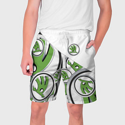 Шорты на шнурке мужские Skoda Шкода Half Pattern, цвет: 3D-принт